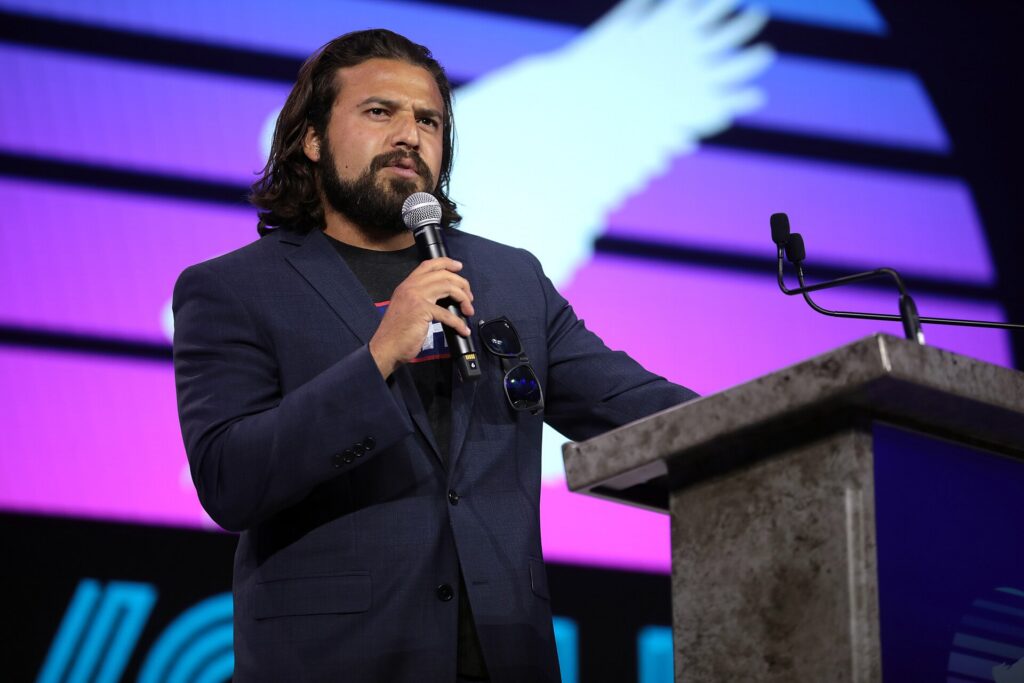 Brandon Herrera speaking with attendees at Revolution 2021 hosted by Young Americans for Liberty at Gaylord Palms Resort and Convention Center in Kissimmee, Florida. Please attribu